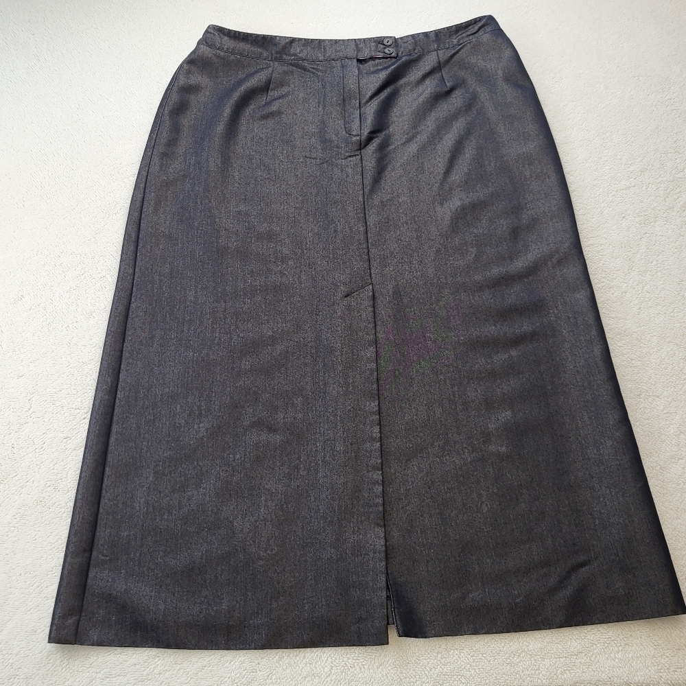 Norton McNaughton A-Line Skirt with Front Vent Slate Blue Women's Size 16